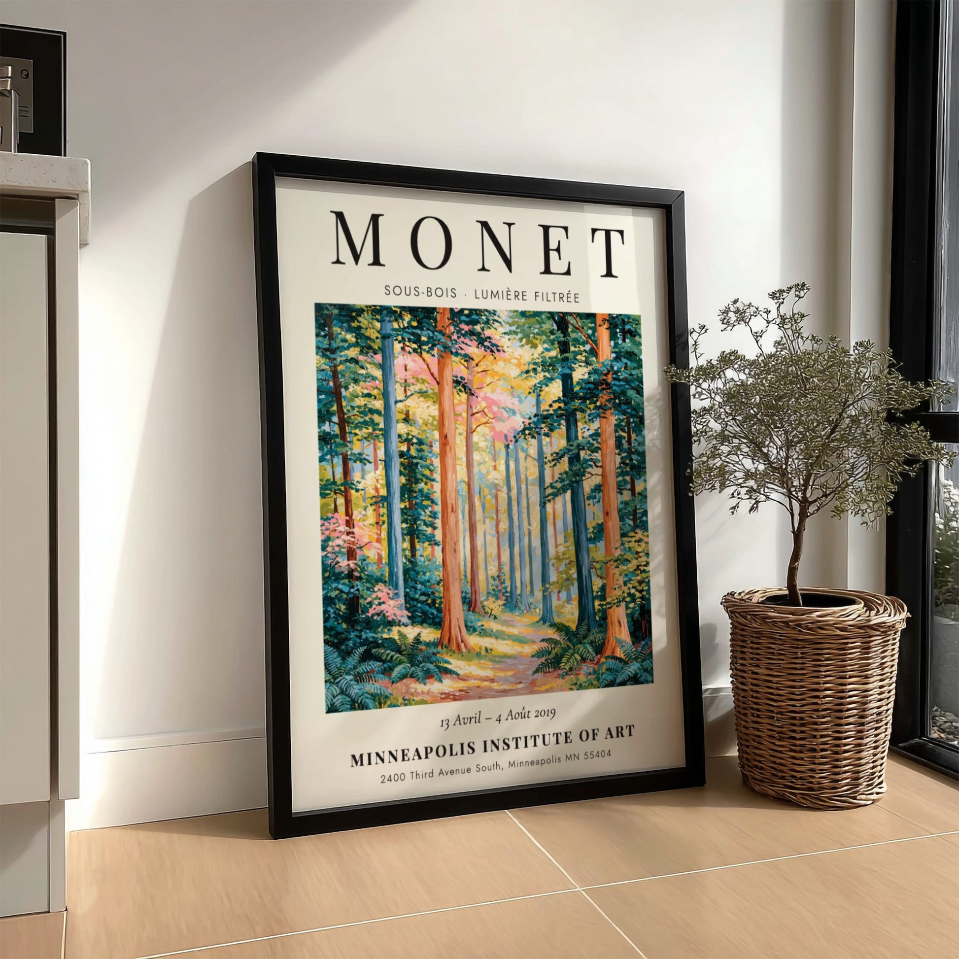 Nature poster inspired by Monet featuring vibrant greens and soft light