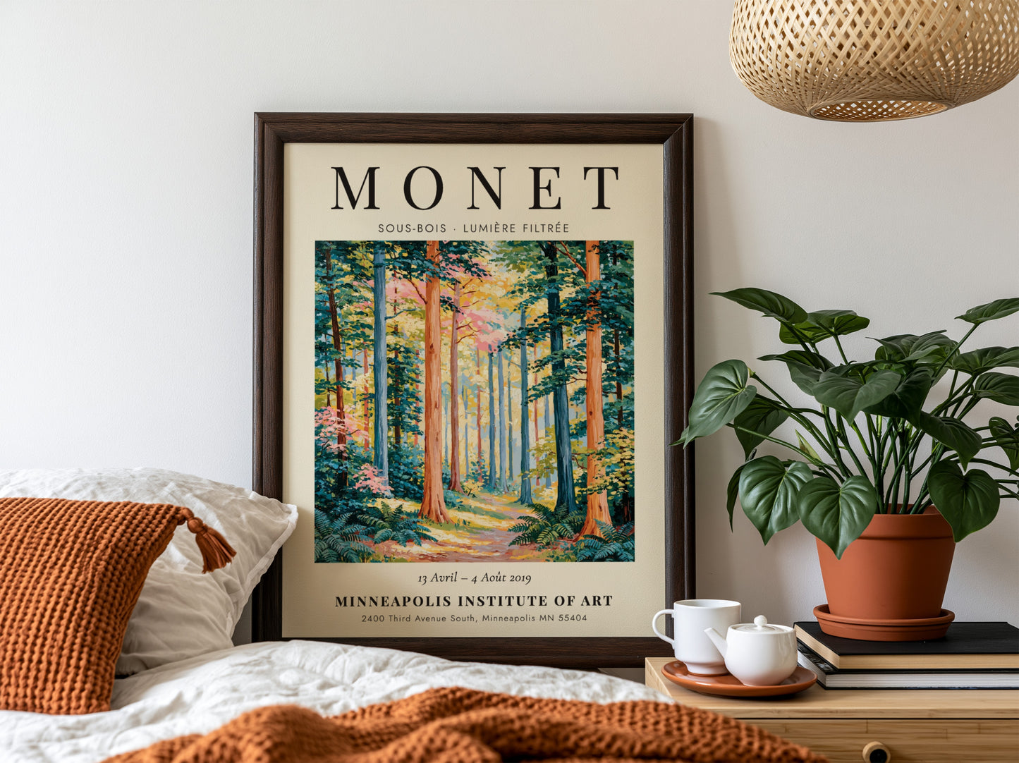 Nature poster inspired by Monet featuring vibrant greens and soft light