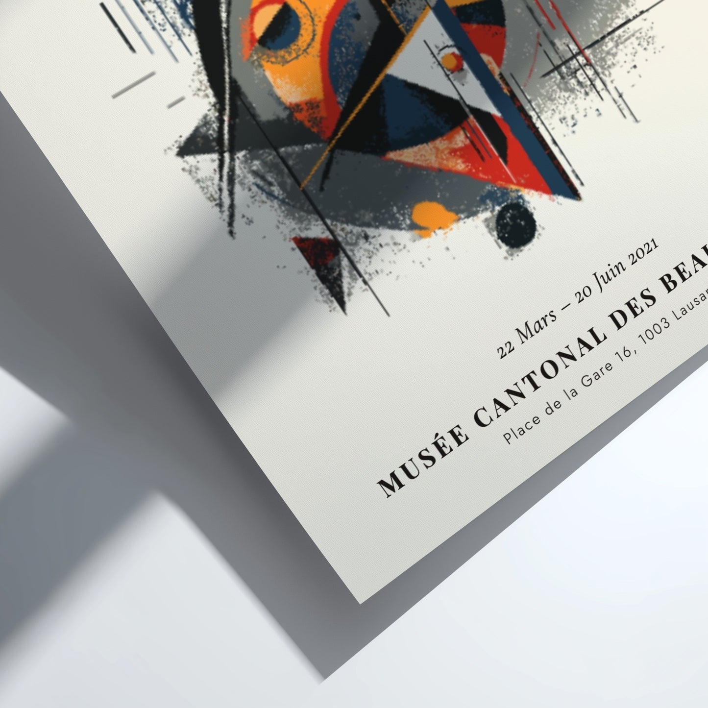 Kandinsky inspired poster featuring bold shapes and red colors, perfect for abstract wall decor