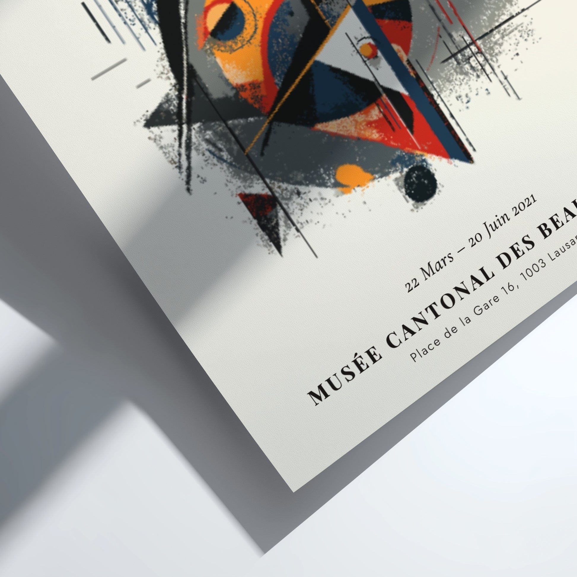 Kandinsky inspired poster featuring bold shapes and red colors, perfect for abstract wall decor