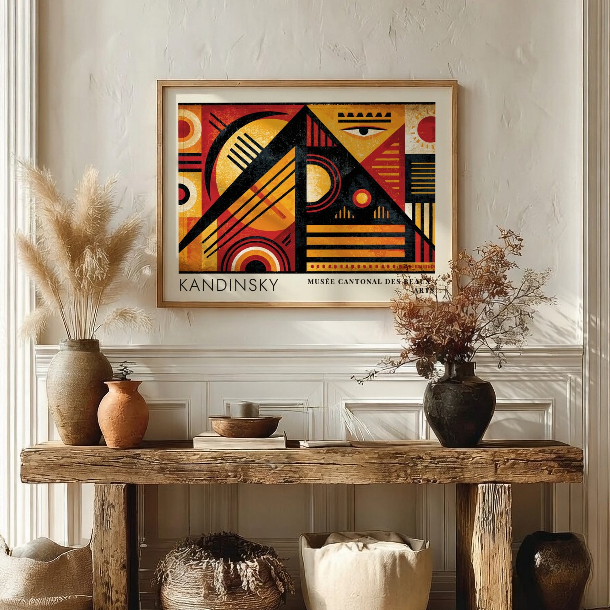 Wall art poster featuring Kandinsky Spannung in Rot with geometric shapes in red