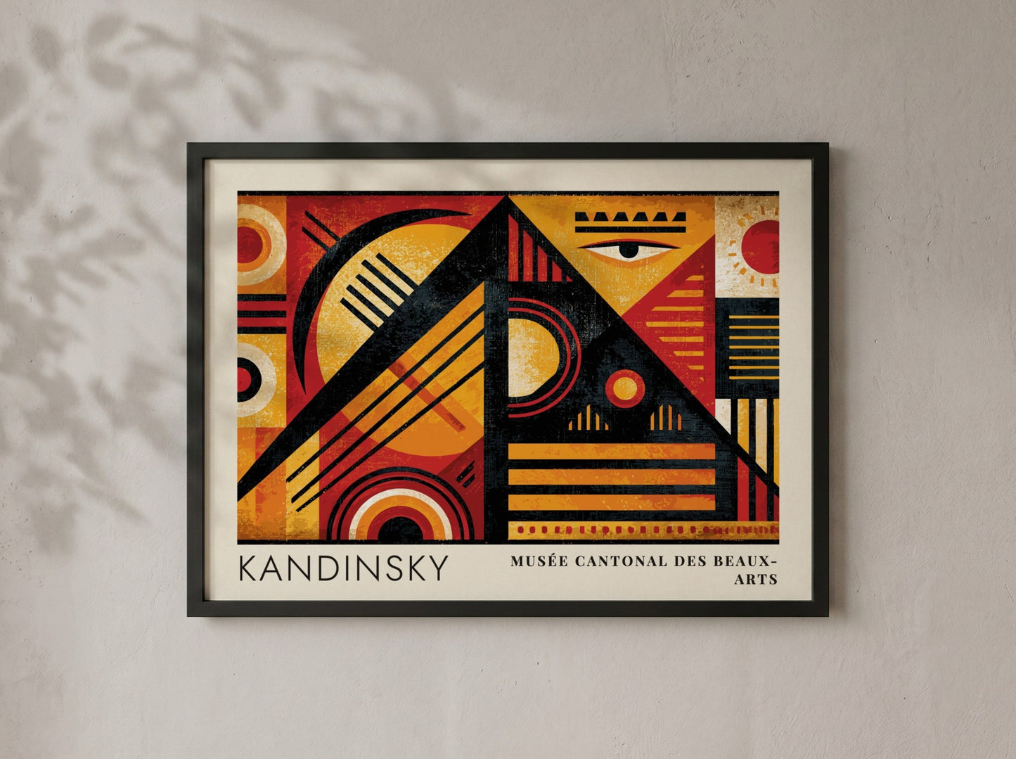 Wall art poster featuring Kandinsky Spannung in Rot with geometric shapes in red