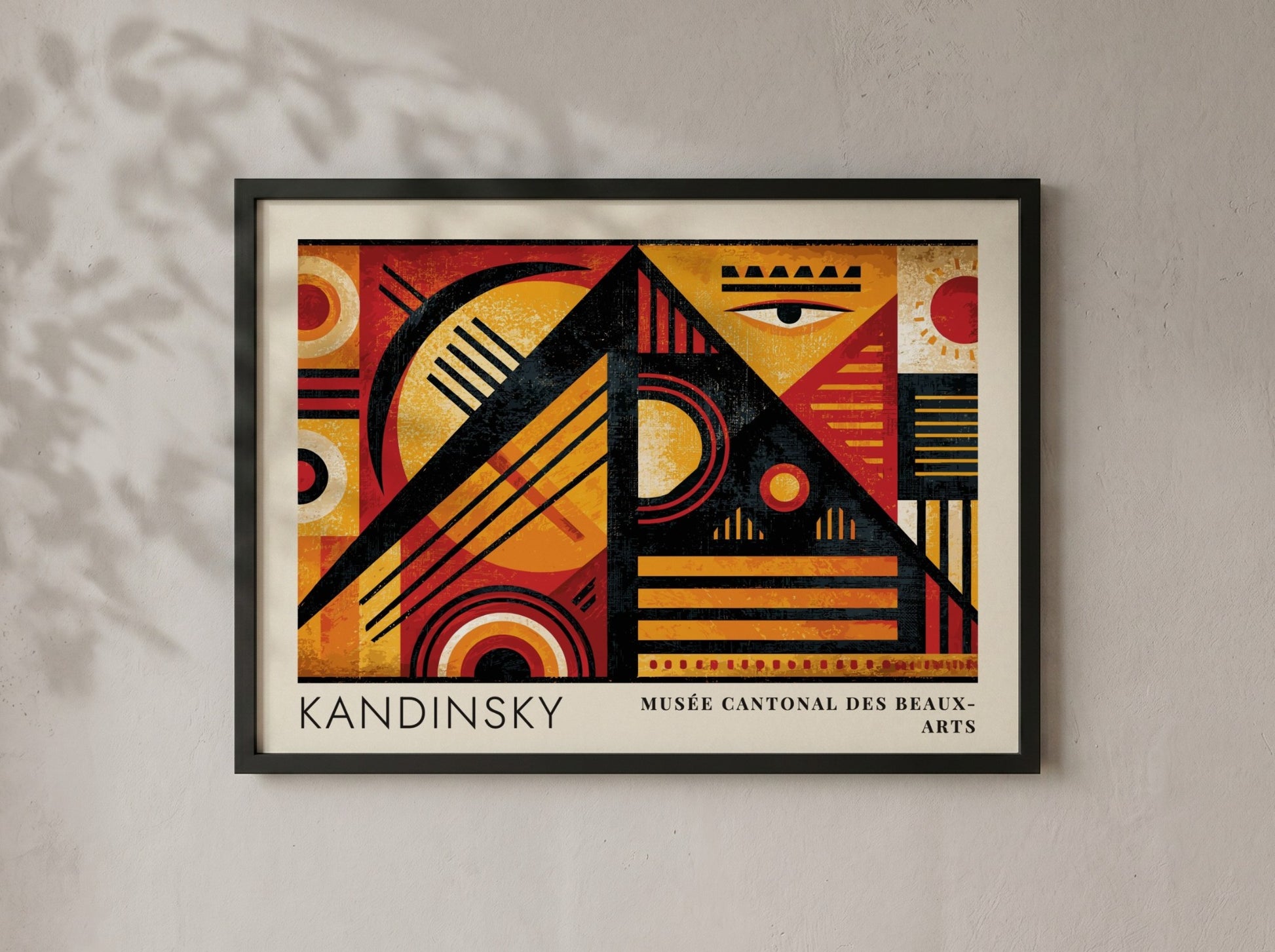 Wall art poster featuring Kandinsky Spannung in Rot with geometric shapes in red