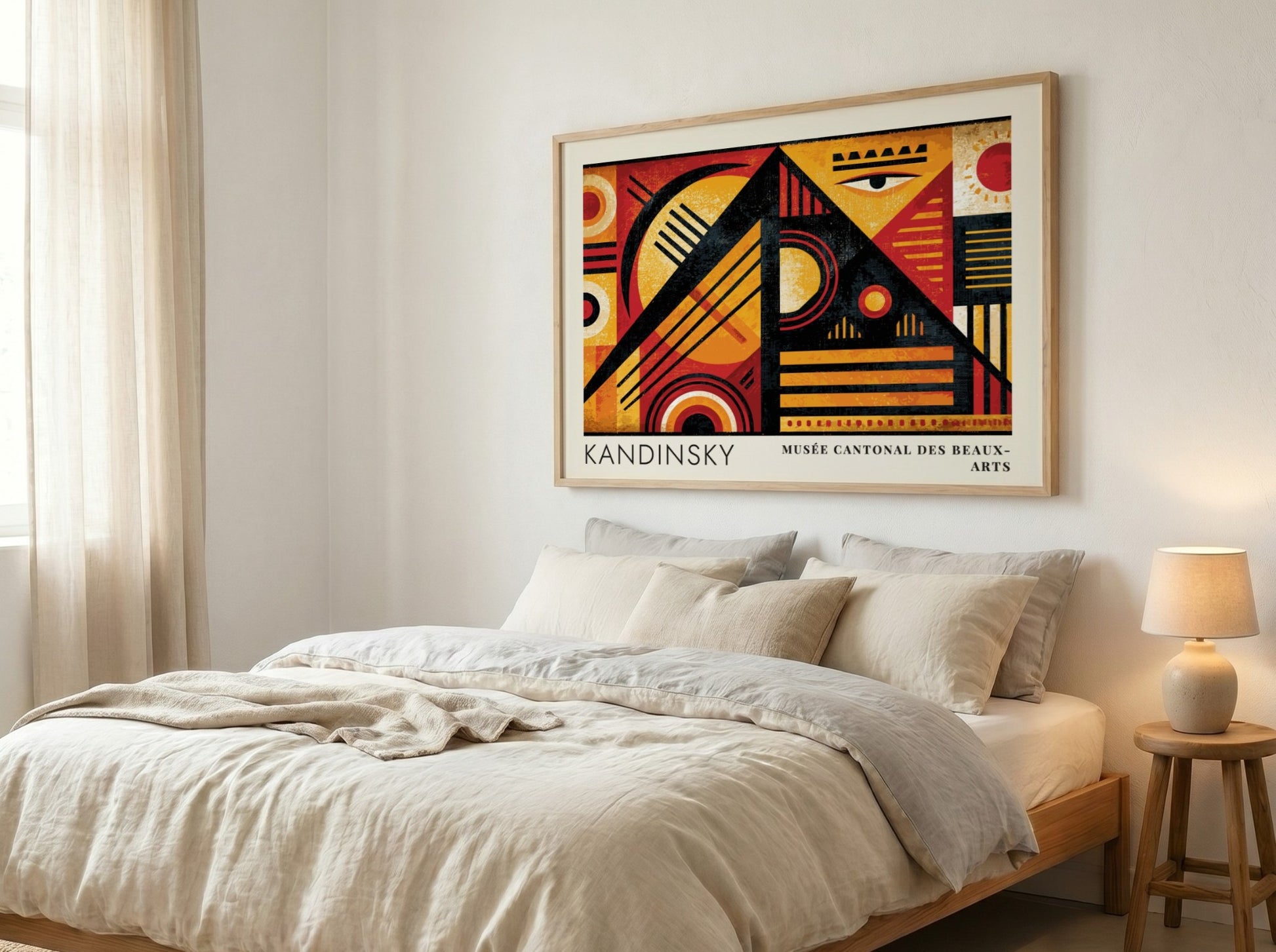 Wall art poster featuring Kandinsky Spannung in Rot with geometric shapes in red