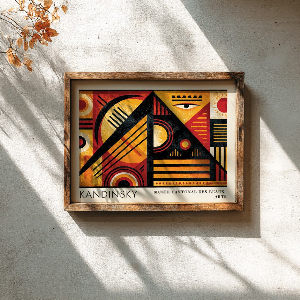 Wall art poster featuring Kandinsky Spannung in Rot with geometric shapes in red
