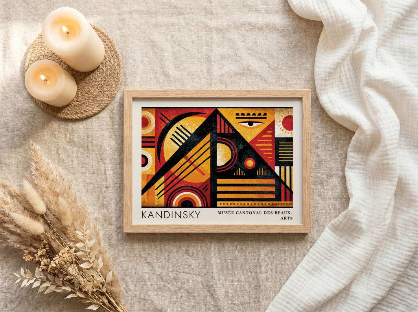 Wall art poster featuring Kandinsky Spannung in Rot with geometric shapes in red