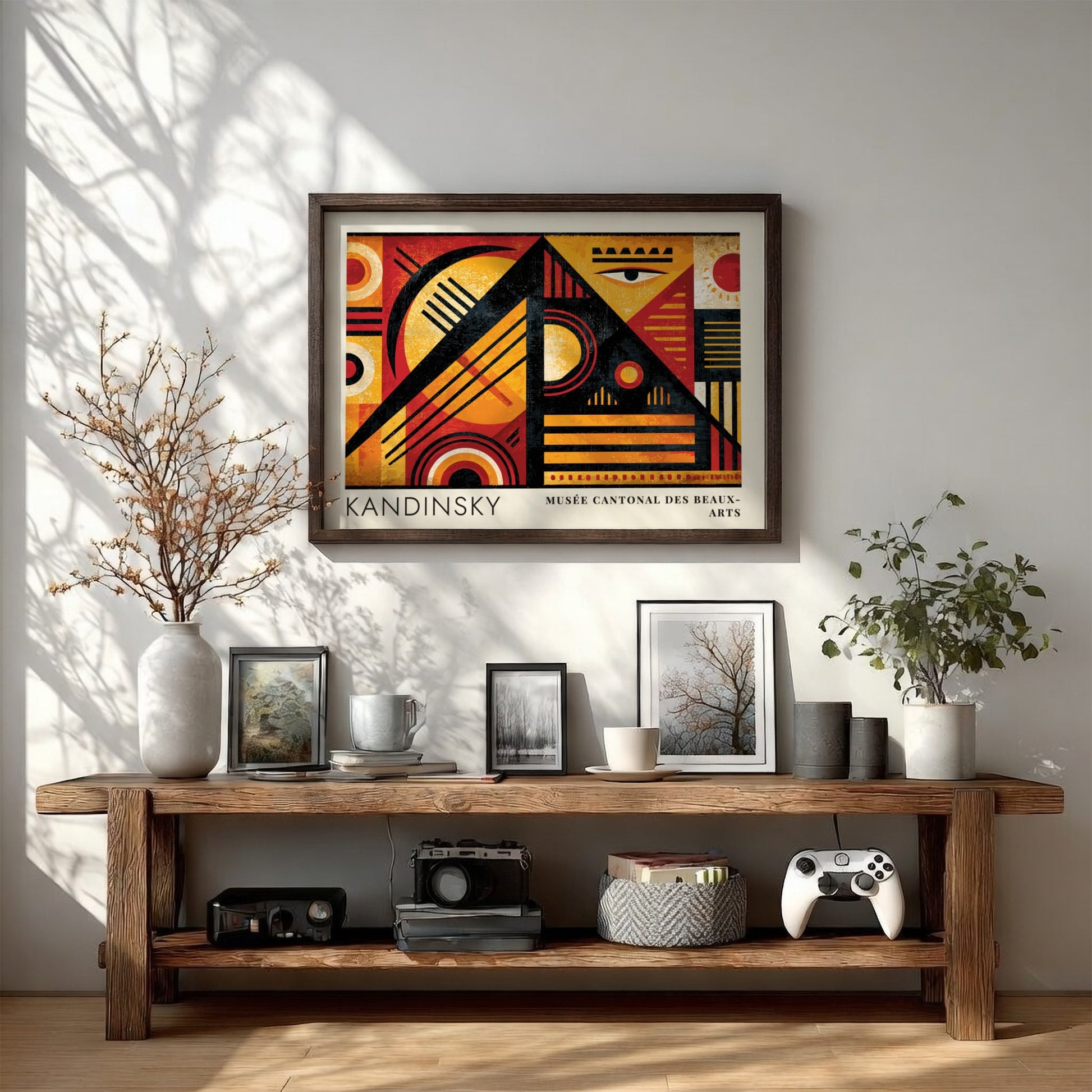 Wall art poster featuring Kandinsky Spannung in Rot with geometric shapes in red