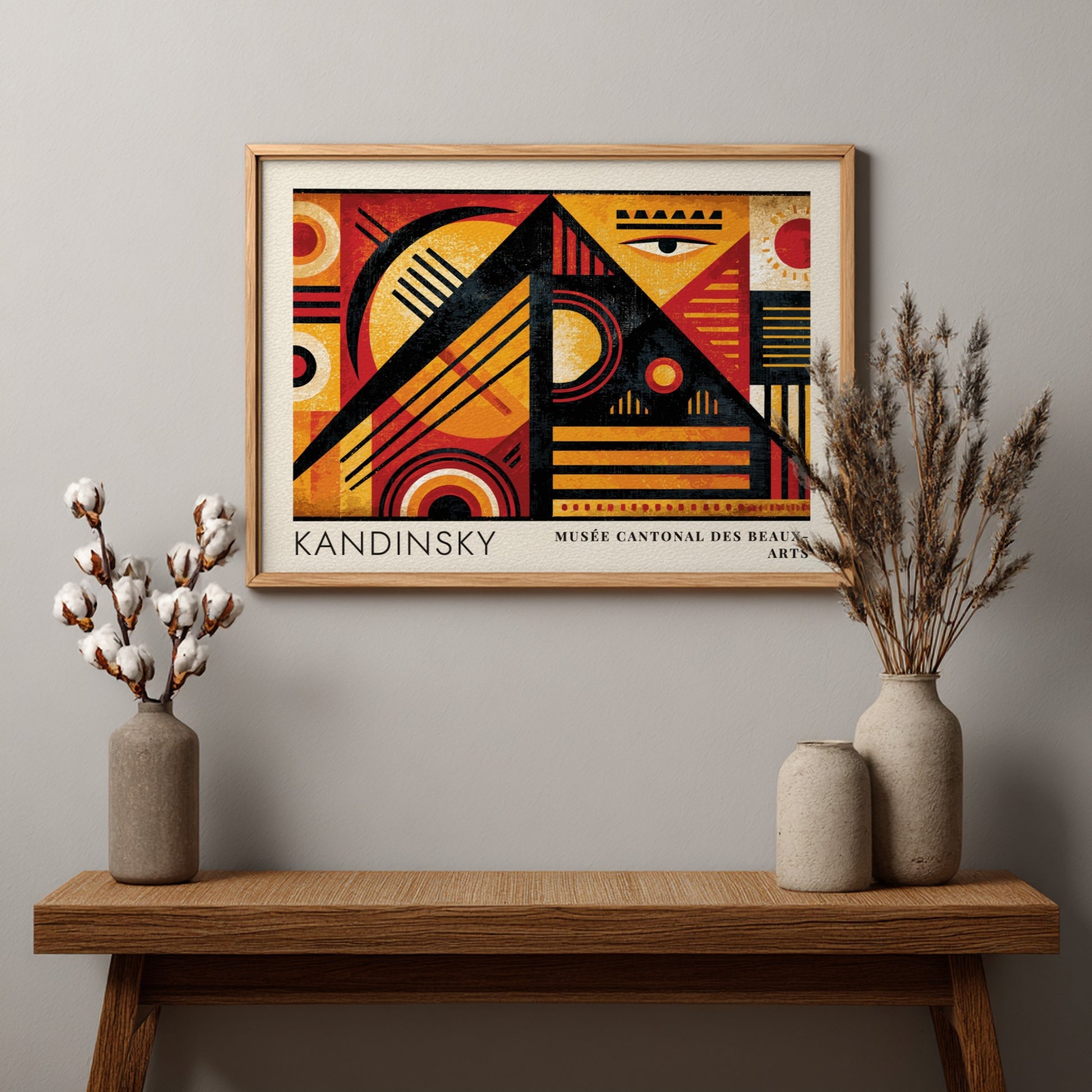 Wall art poster featuring Kandinsky Spannung in Rot with geometric shapes in red