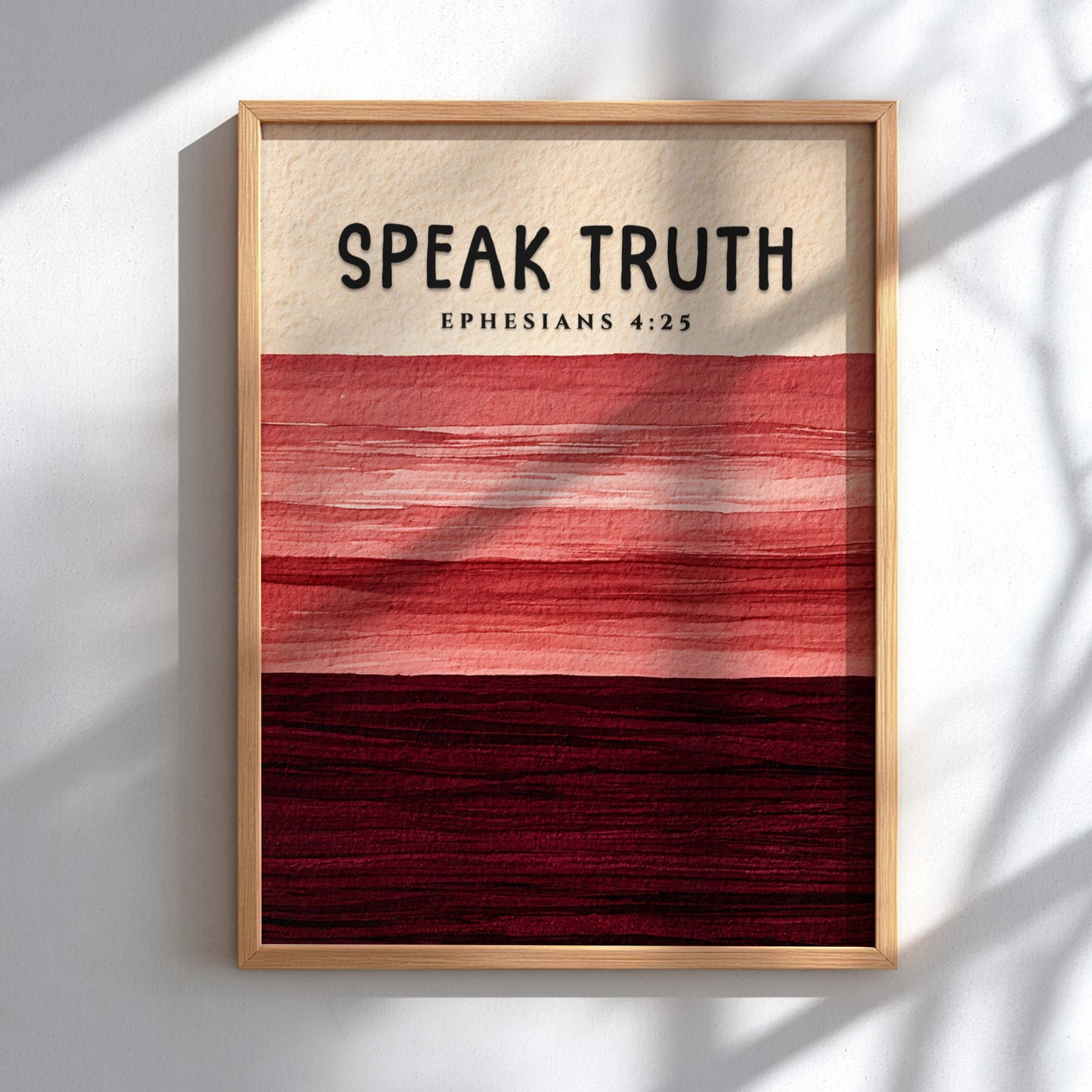 Inspirational poster featuring Ephesians 4:25 with earthy tones and layered texture