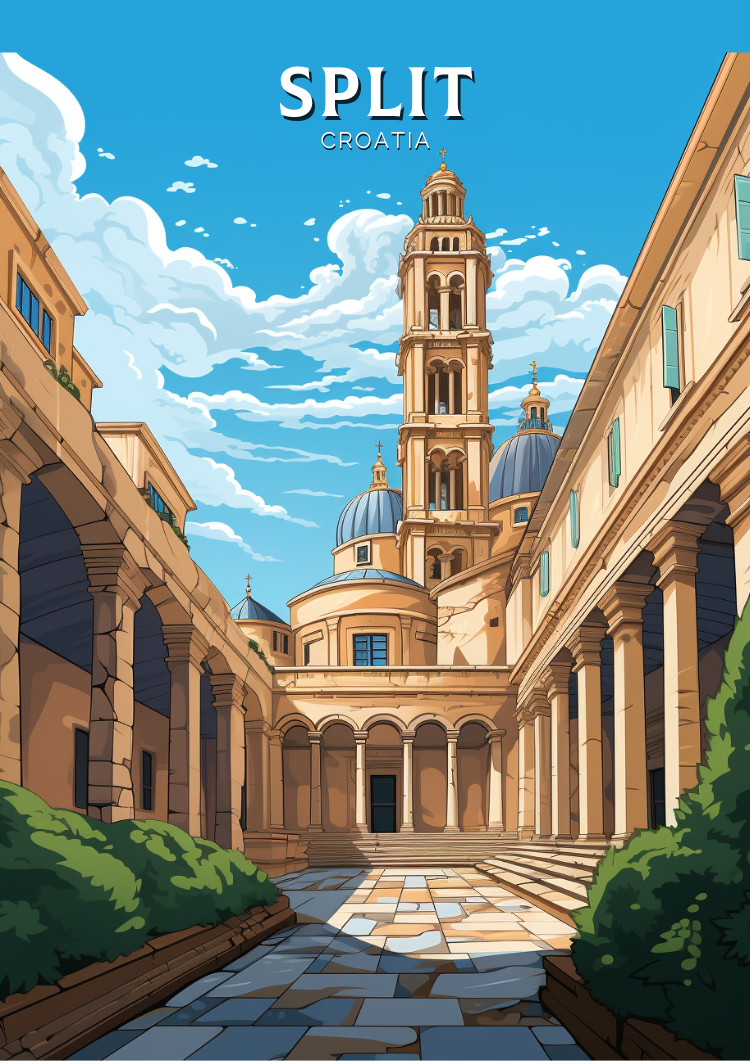Europe SPLIT TRAVEL PRINT - CROATIA ARTWORK