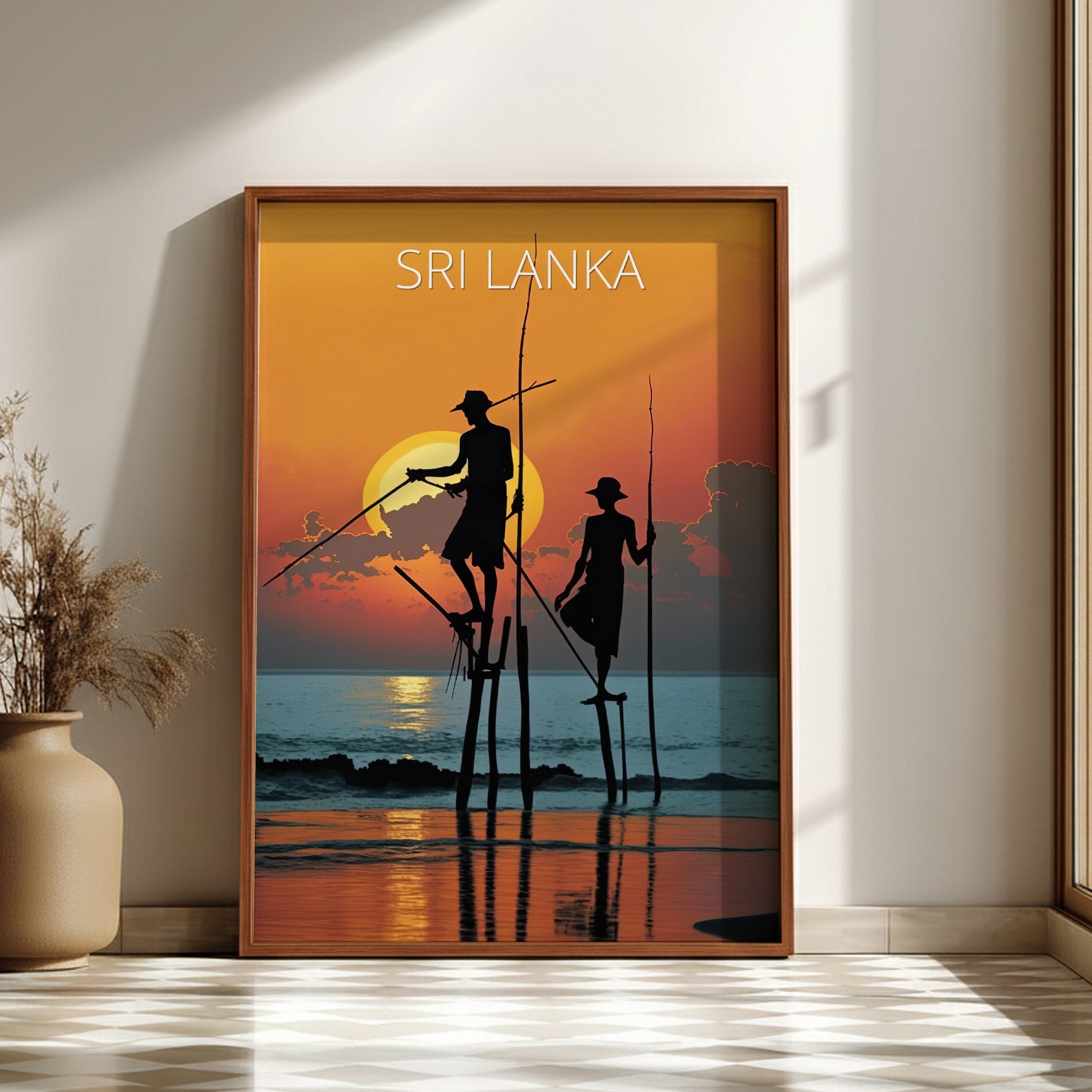 Asian SRI LANKA TRAVEL POSTER - RETRO PRINT