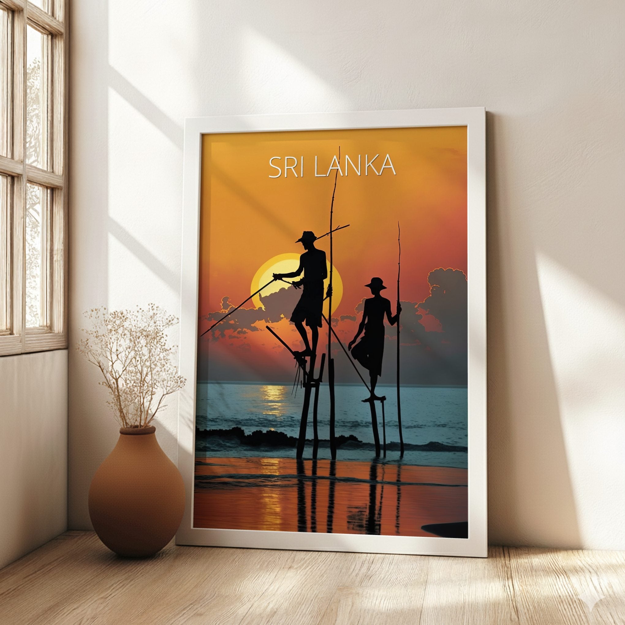 Asian SRI LANKA TRAVEL POSTER - RETRO PRINT