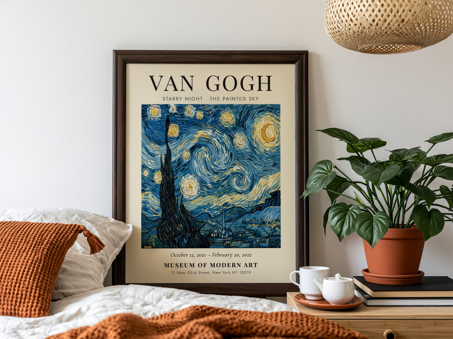 Starry Night poster featuring swirling blue and yellow colors inspired by Van Gogh's artwork
