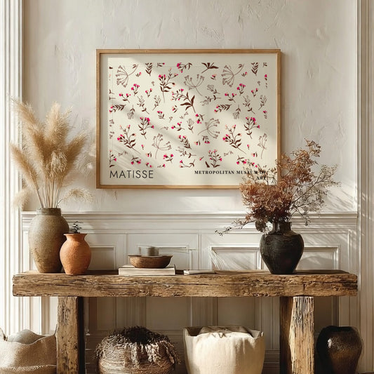 Still Life with Elephant & Fruit poster featuring floral patterns in soft colors by Matisse