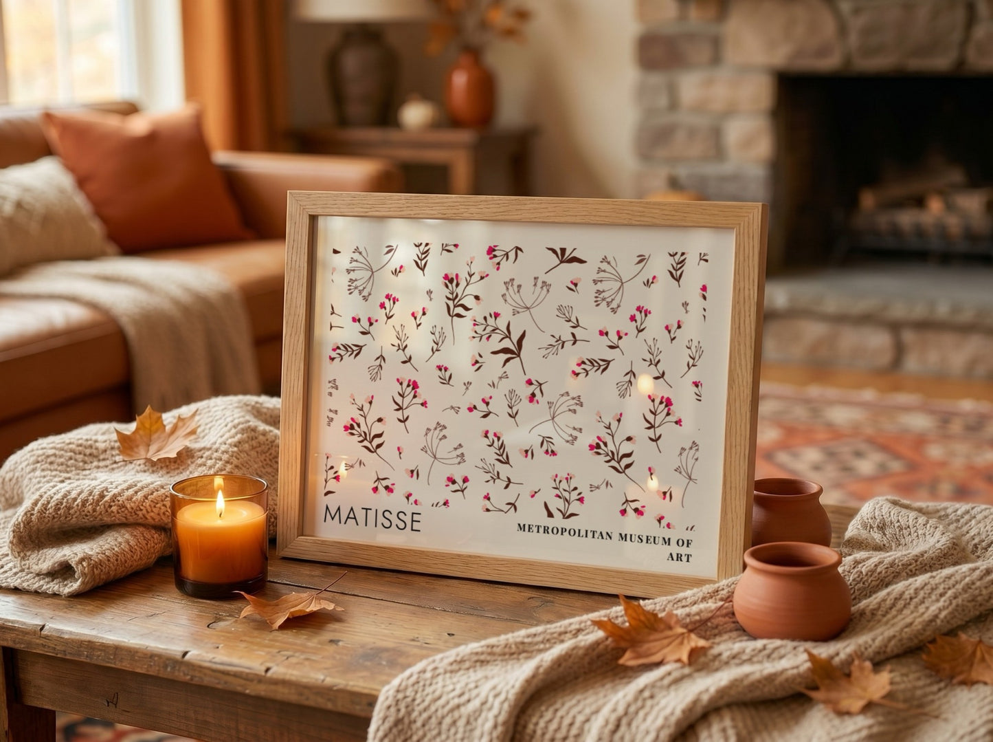 Still Life with Elephant & Fruit poster featuring floral patterns in soft colors by Matisse