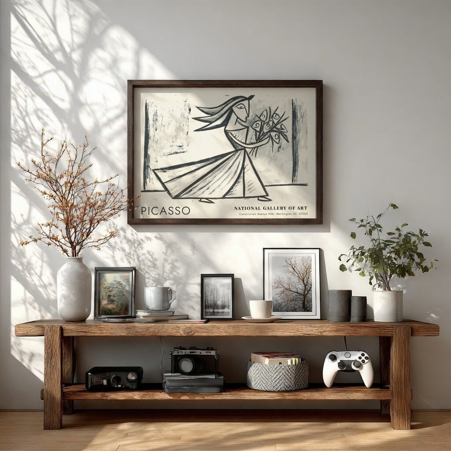 Pablo Picasso poster featuring Still Life with Fruit design in minimalist style with muted colors
