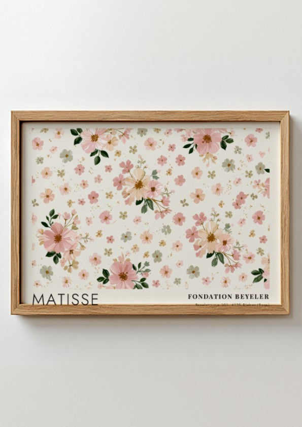 Henri Matisse poster featuring floral still life with pitchers and vessels in soft pink and green tones