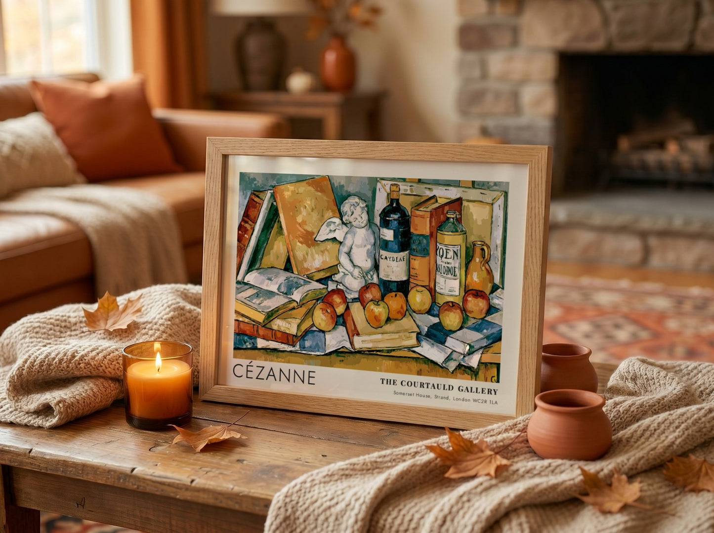 Wall art poster featuring Cézanne Still Life with Plaster Cupid with blue and yellow