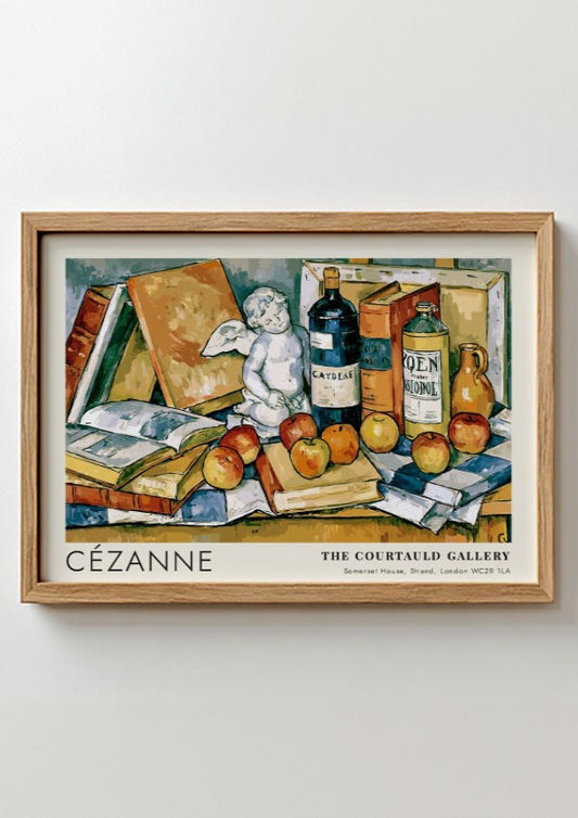 Wall art poster featuring Cézanne Still Life with Plaster Cupid with blue and yellow