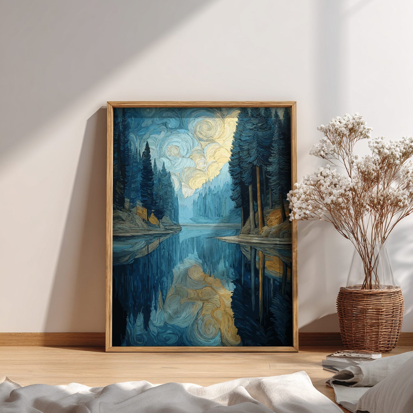 Stillness - Calm Mirror Lake and Early Morning Forest Wall Art