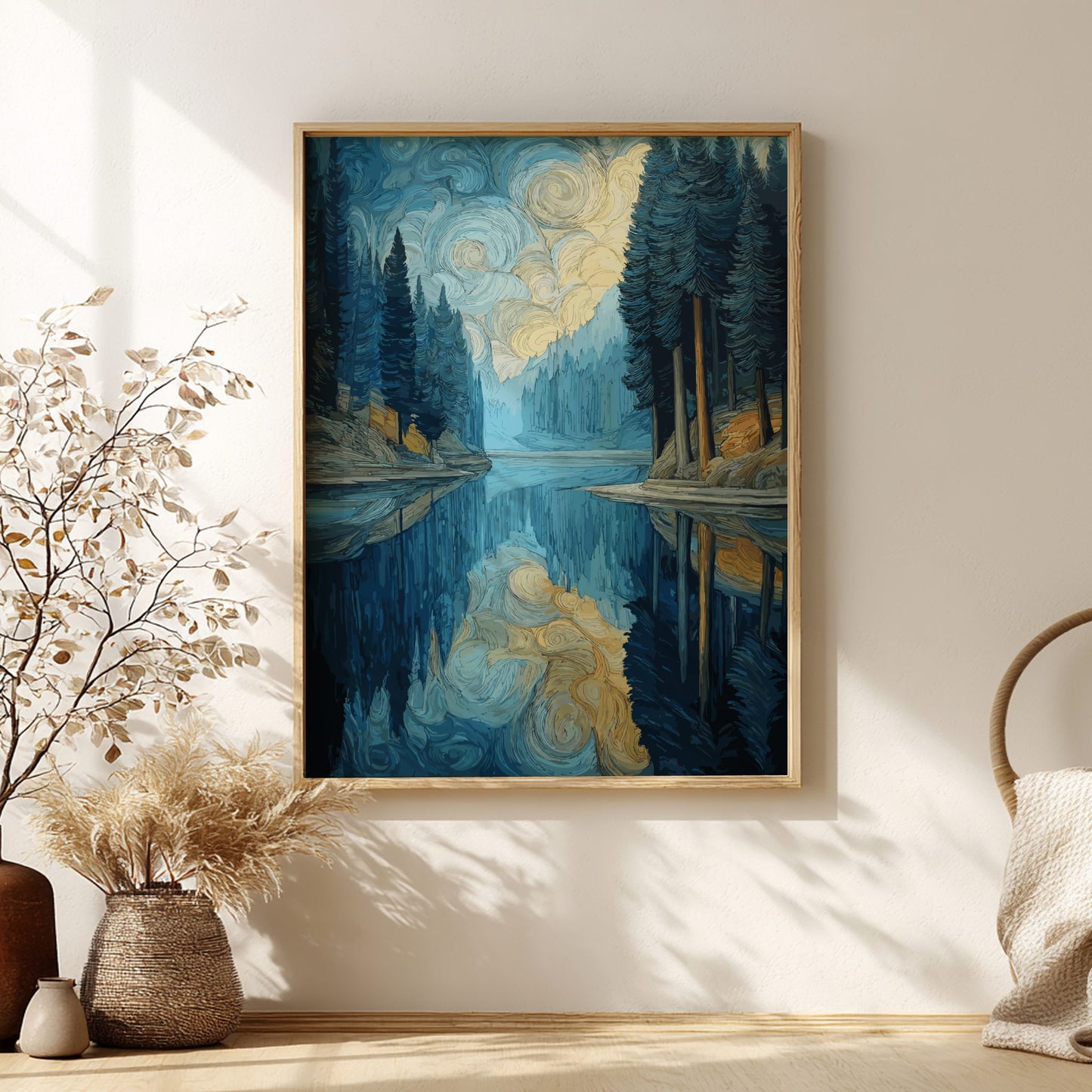 Stillness - Calm Mirror Lake and Early Morning Forest Wall Art