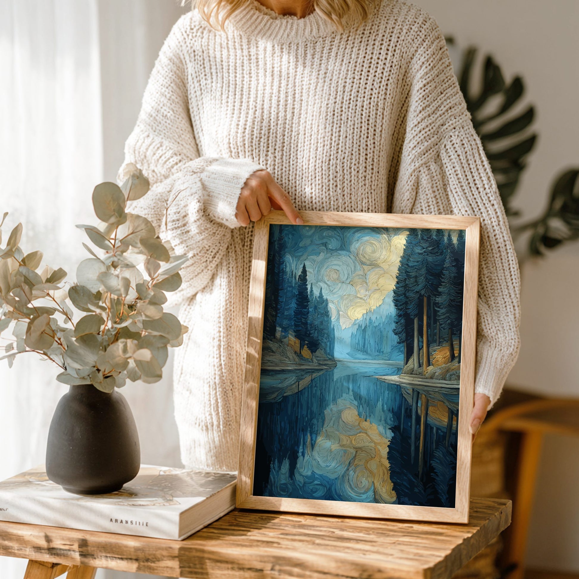 Stillness - Calm Mirror Lake and Early Morning Forest Wall Art