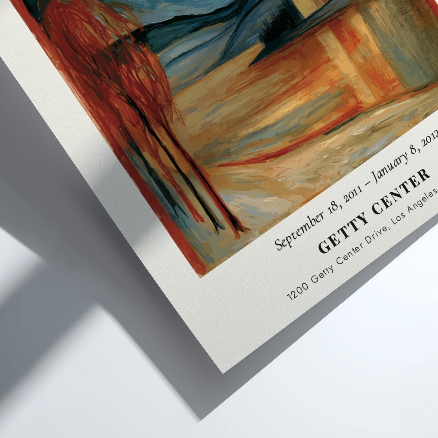 Stjernenatt Starry Night poster by Edvard Munch, featuring a vibrant night sky with stars and a serene
