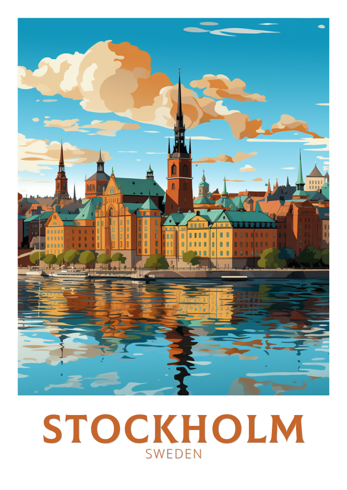 Affiche de la vieille ville de Stockholm