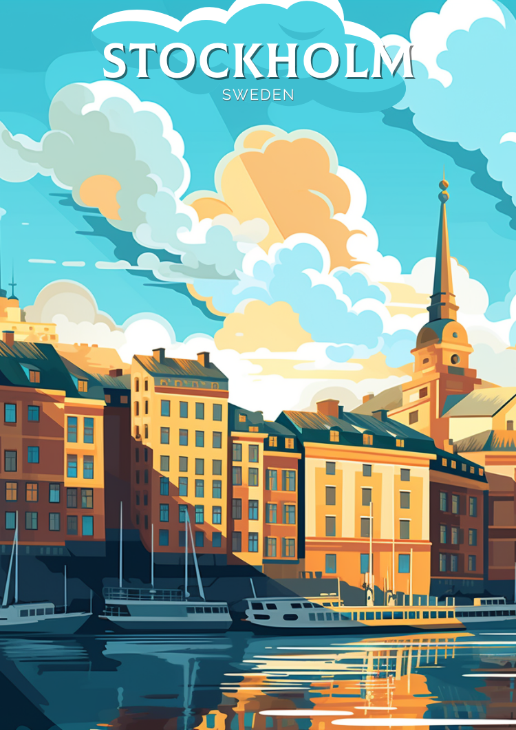 Europe STOCKHOLM TRAVEL ILLUSTRATION - SWEDEN POSTER
