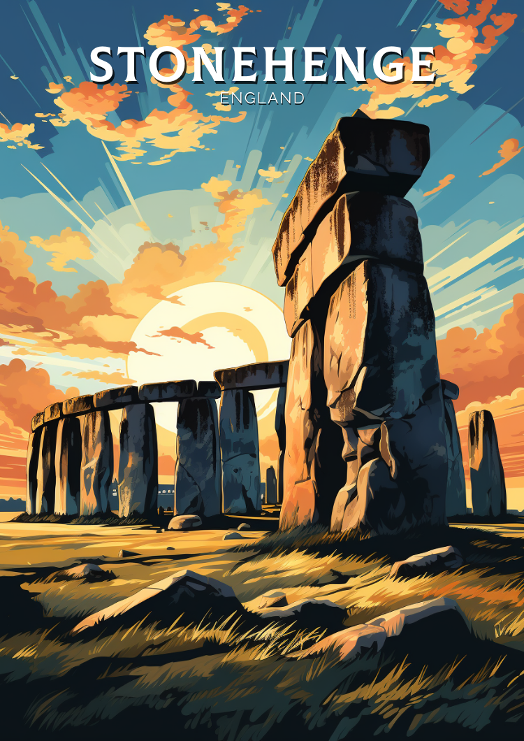 Europe STONEHENGE TRAVEL PRINT - ENGLAND ARTWORK