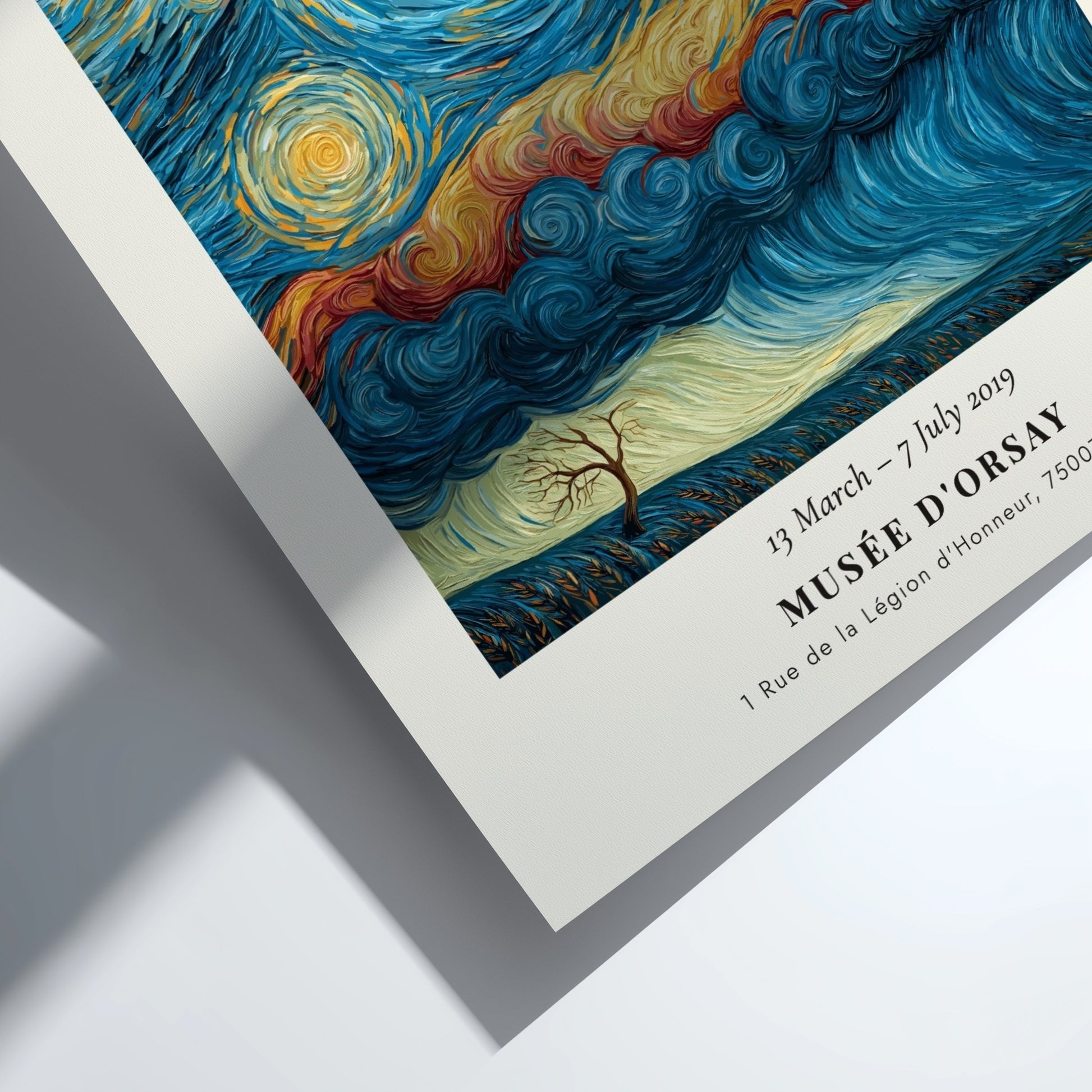 Storm - Dark Sky Approaching poster featuring swirling blues and yellows, inspired by Van Gogh's artwork.