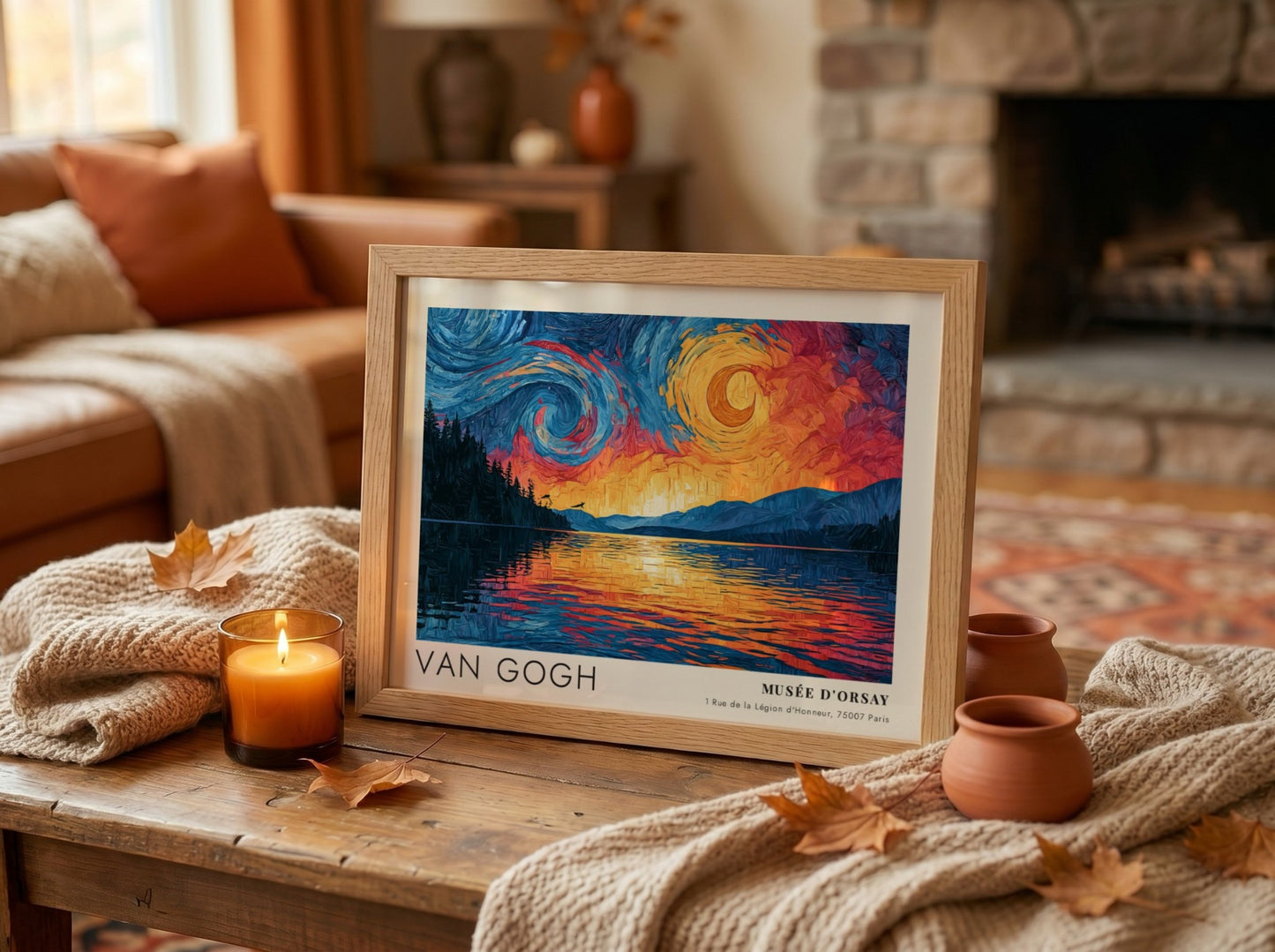 Wall art print featuring Van Gogh's Storm - Dark Sky Approaching with swirling colors and landscape elements