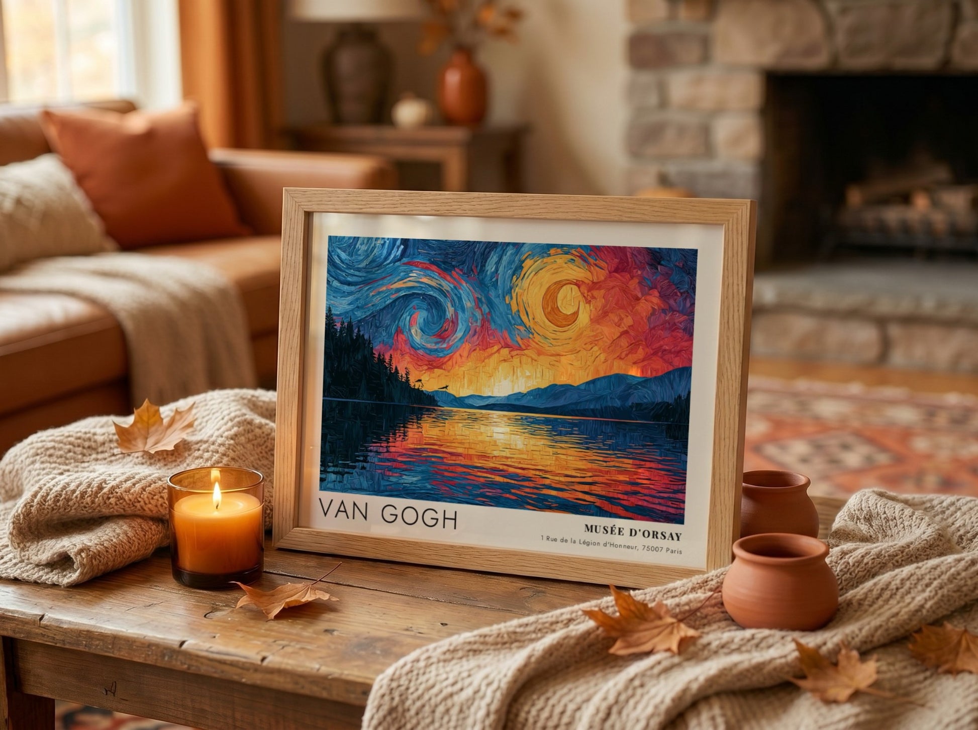 Wall art print featuring Van Gogh's Storm - Dark Sky Approaching with swirling colors and landscape elements