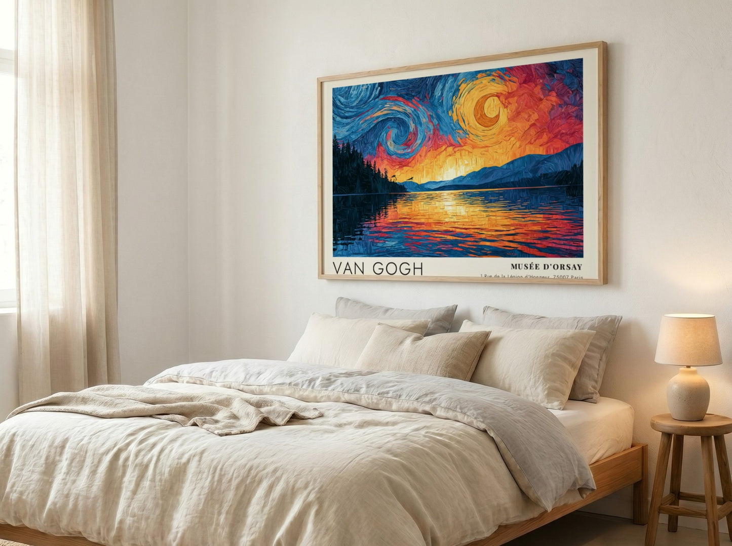 Van Gogh poster featuring swirling skies and tranquil waters in vibrant colors