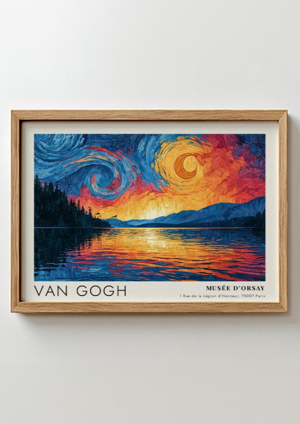 Wall art print featuring Van Gogh's Storm - Dark Sky Approaching with swirling colors and landscape elements
