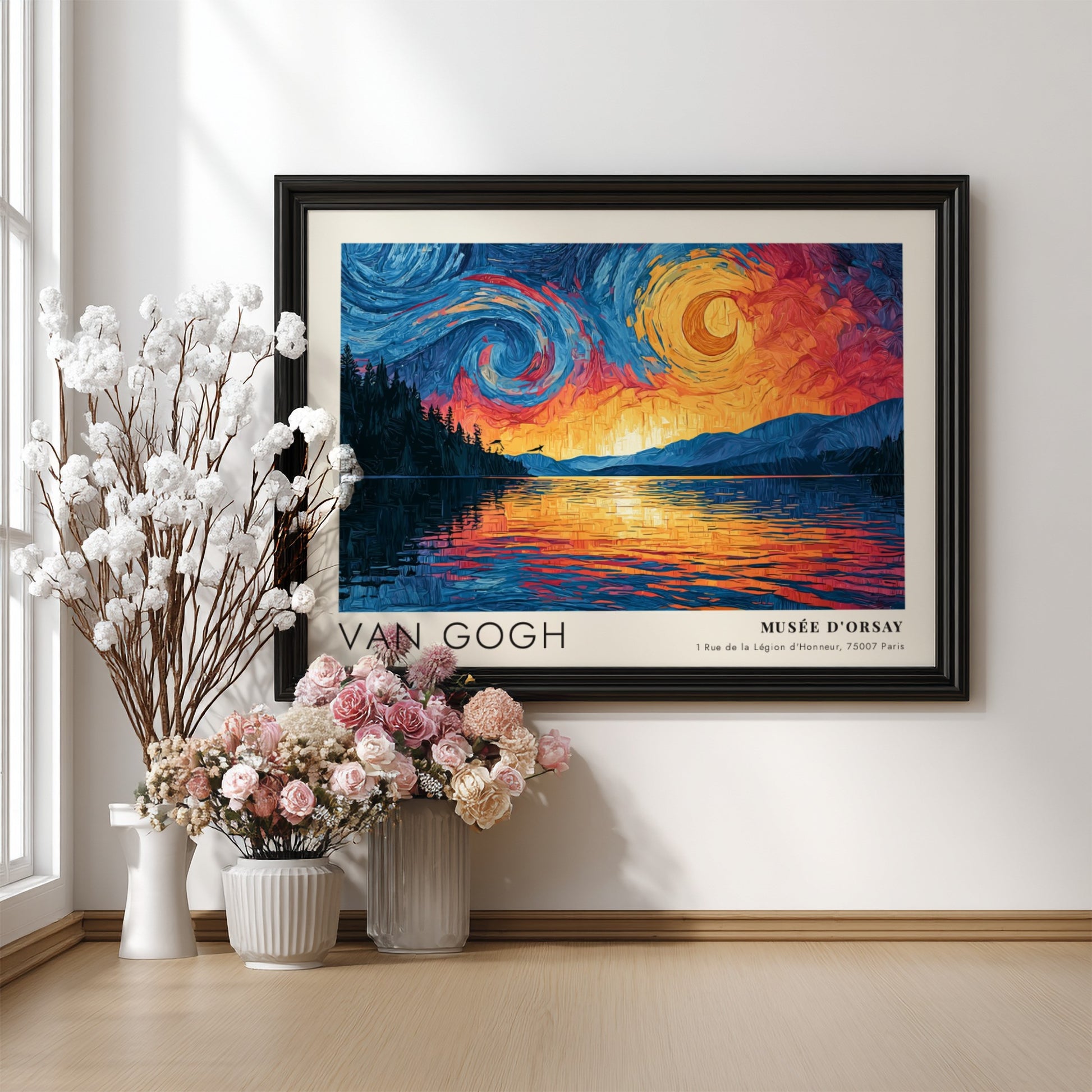 Wall art print featuring Van Gogh's Storm - Dark Sky Approaching with swirling colors and landscape elements