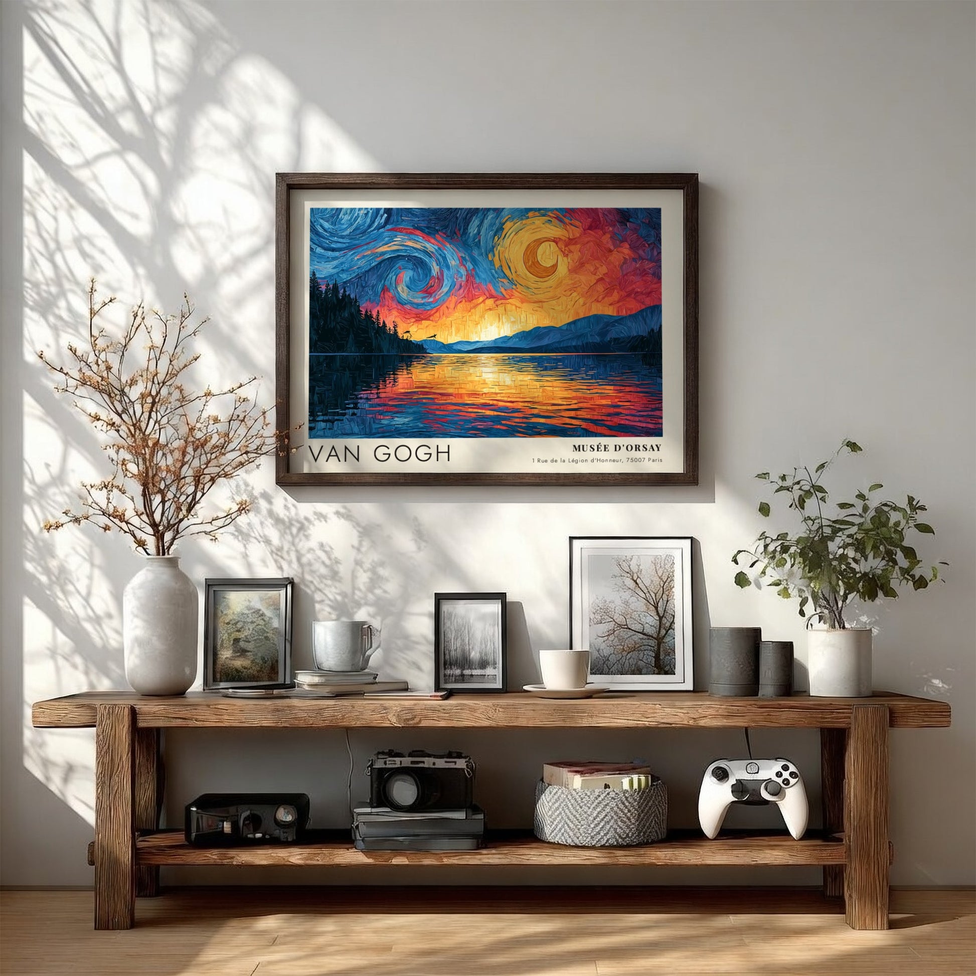 Wall art print featuring Van Gogh's Storm - Dark Sky Approaching with swirling colors and landscape elements