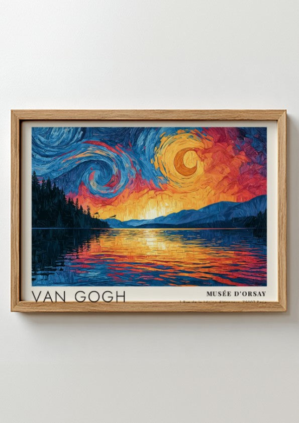 Van Gogh poster featuring swirling skies and tranquil waters in vibrant colors