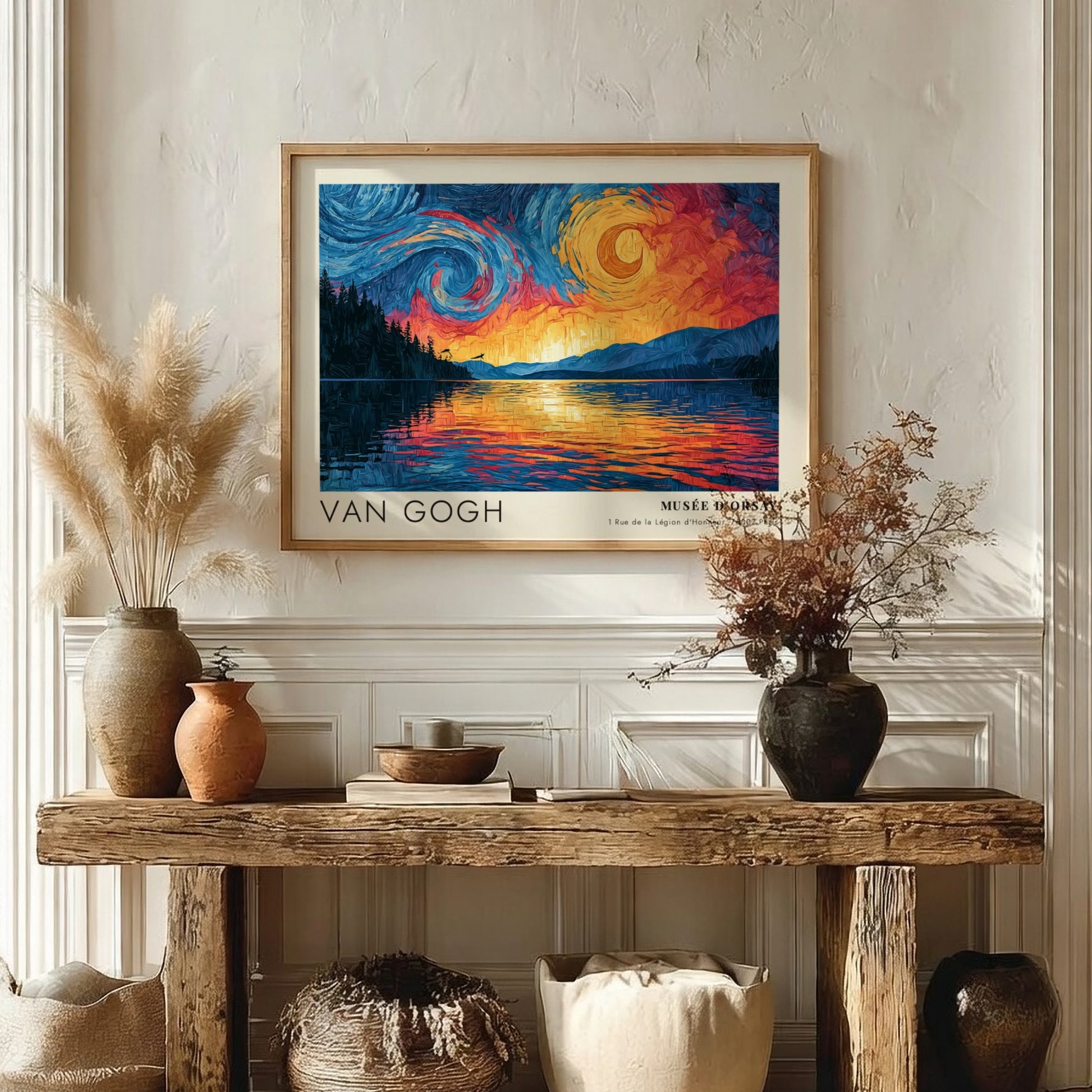Wall art print featuring Van Gogh's Storm - Dark Sky Approaching with swirling colors and landscape elements
