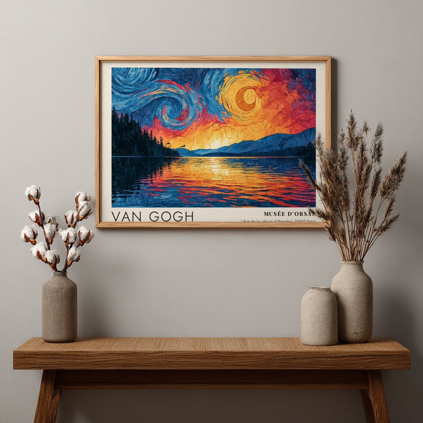 Van Gogh poster featuring swirling skies and tranquil waters in vibrant colors