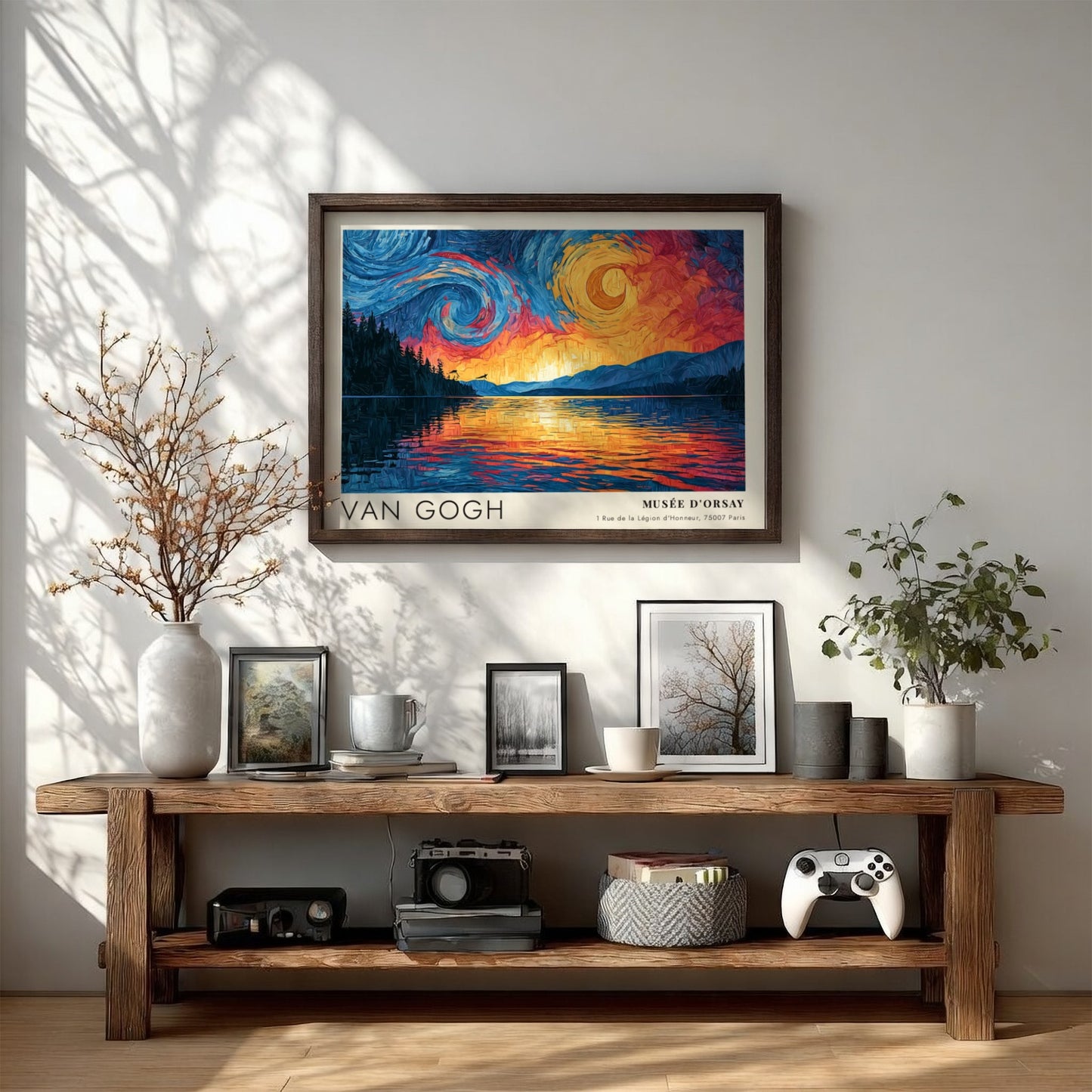 Van Gogh poster featuring swirling skies and tranquil waters in vibrant colors