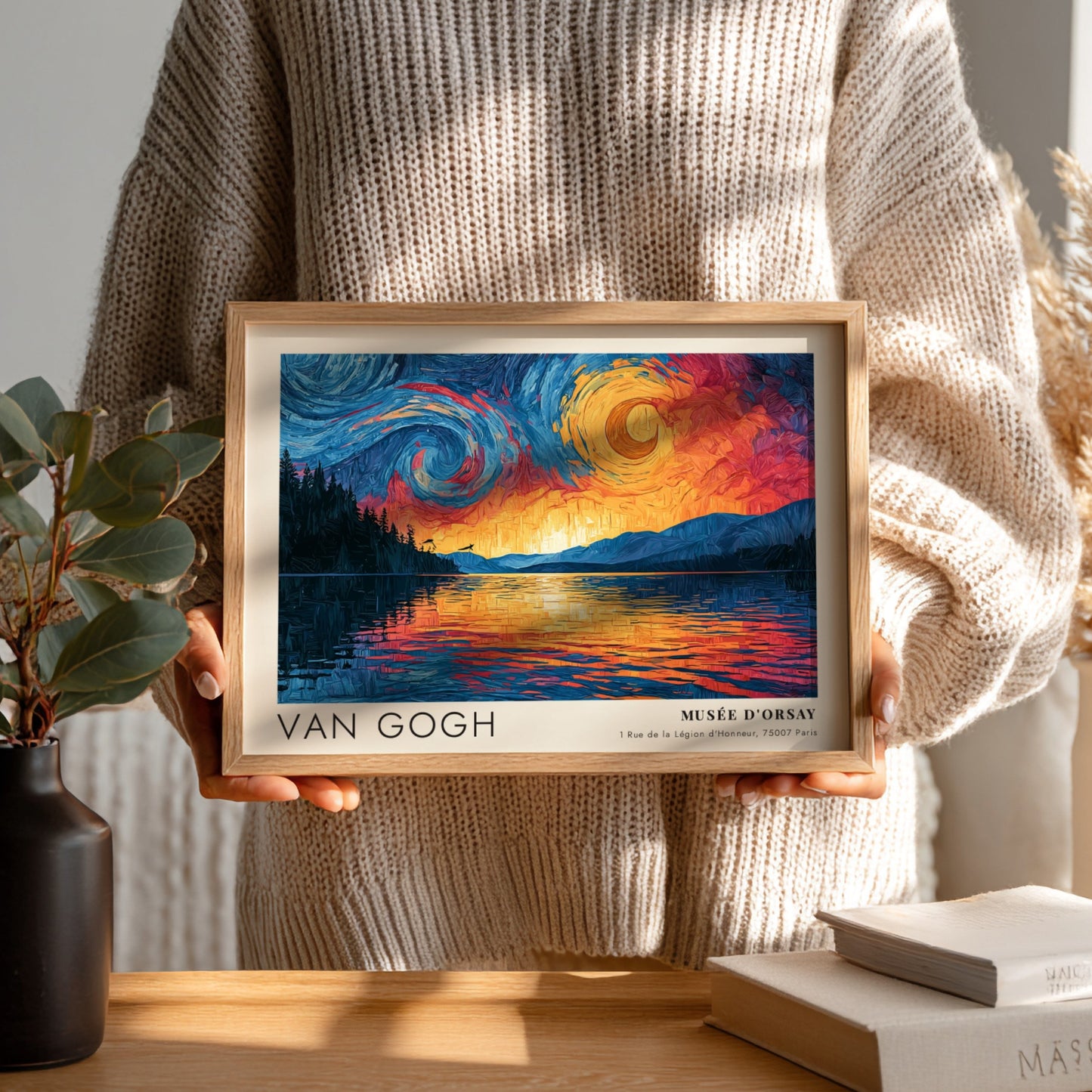 Wall art print featuring Van Gogh's Storm - Dark Sky Approaching with swirling colors and landscape elements