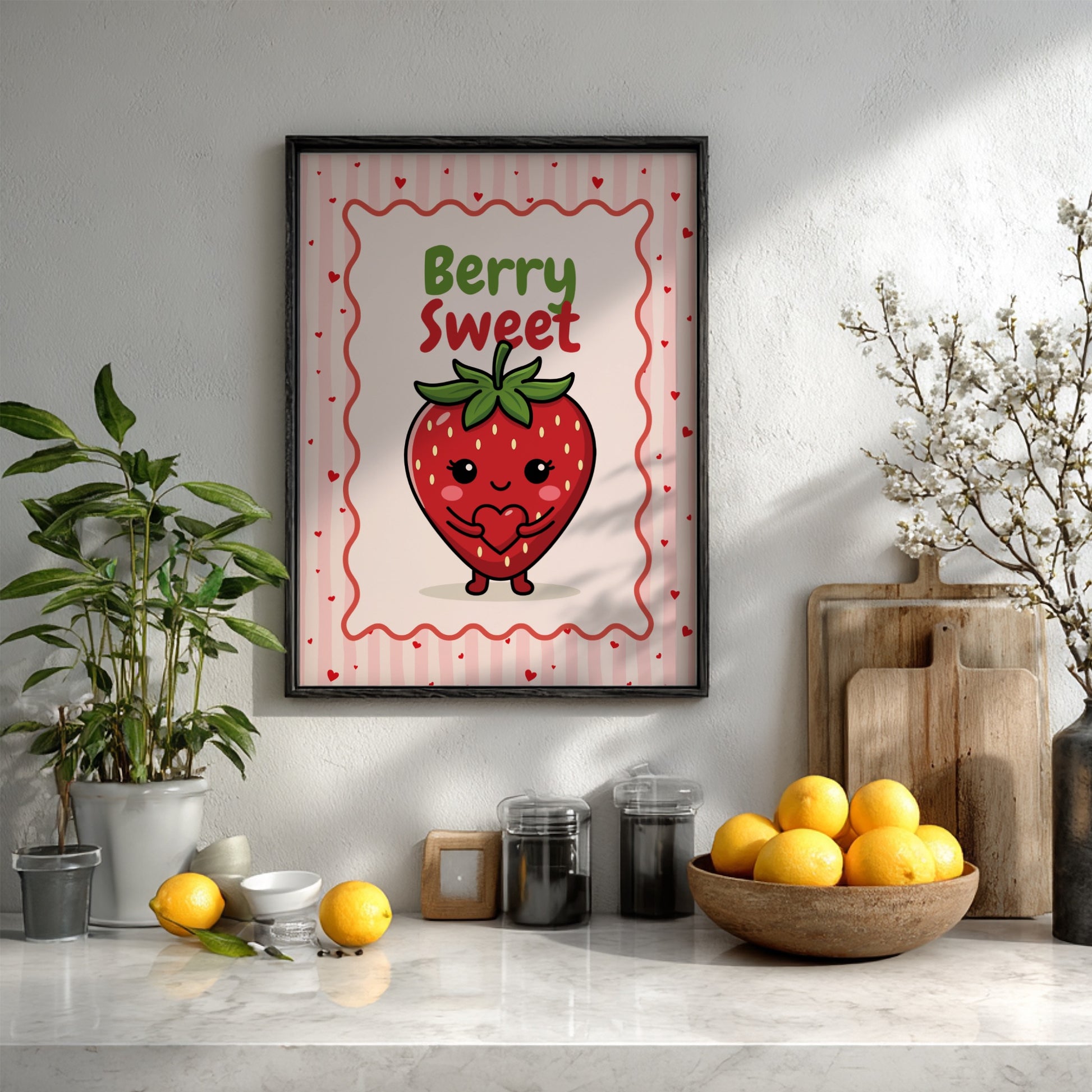 Strawberry - Love You Berry Much - Kitchen Wall Art