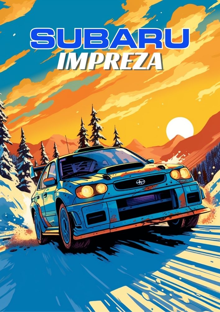 Subaru Impreza WRC Poster – 1990s Rally Legend Wall Art – Brighton Posters