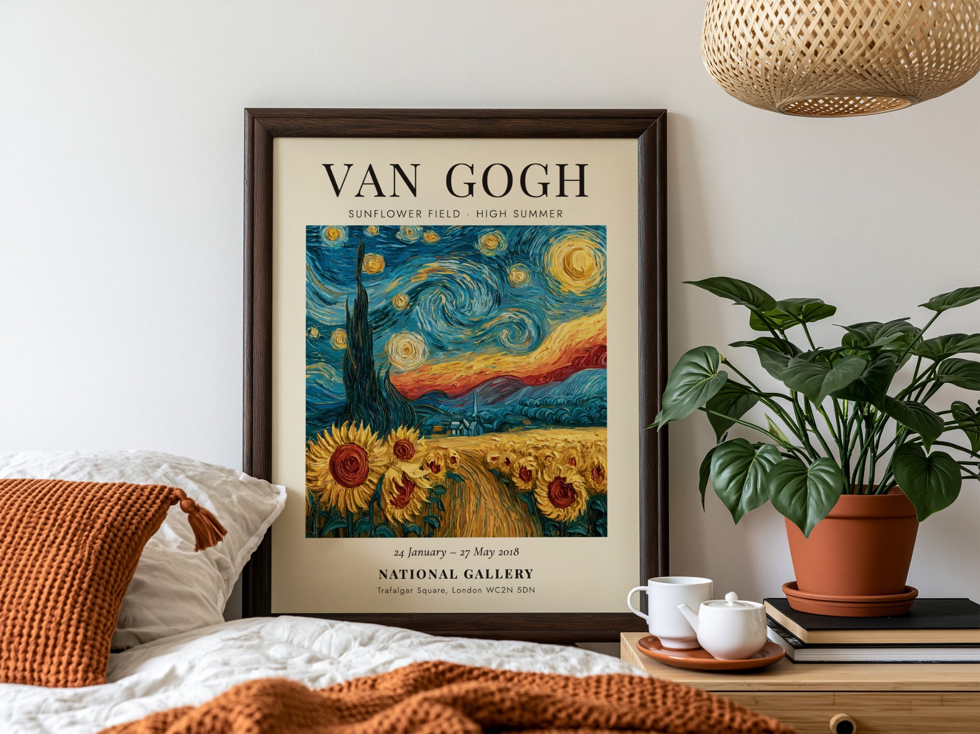 Sunflower field artwork inspired by Van Gogh featuring vibrant colors and impressionistic style