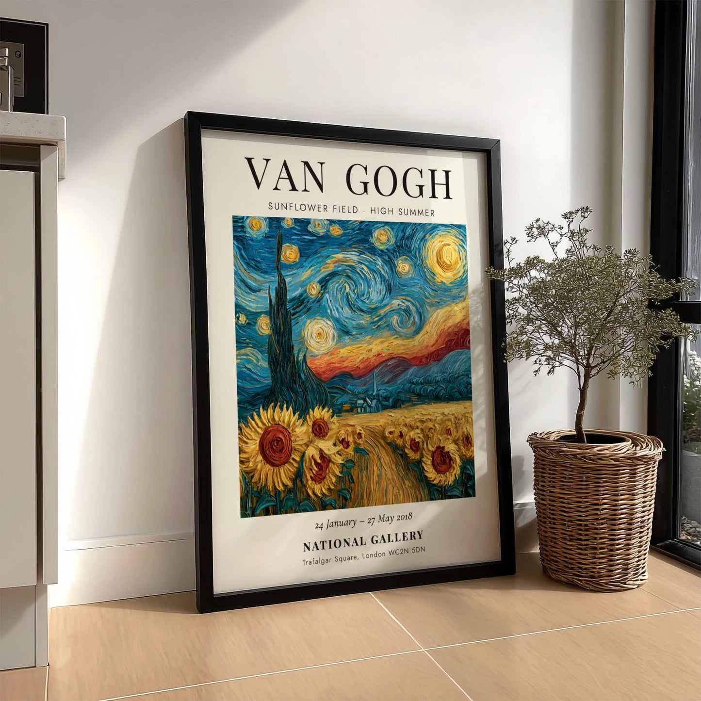 Sunflower field artwork inspired by Van Gogh featuring vibrant colors and impressionistic style