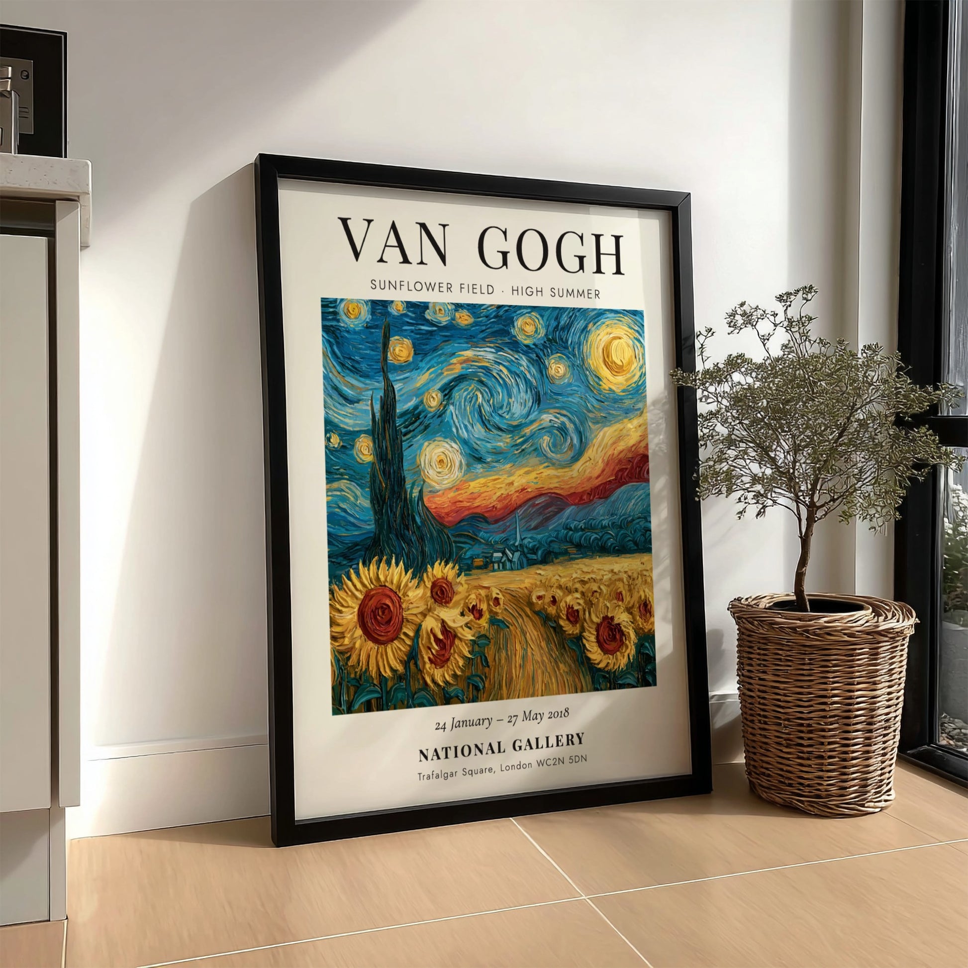 Sunflower field artwork inspired by Van Gogh featuring vibrant colors and impressionistic style