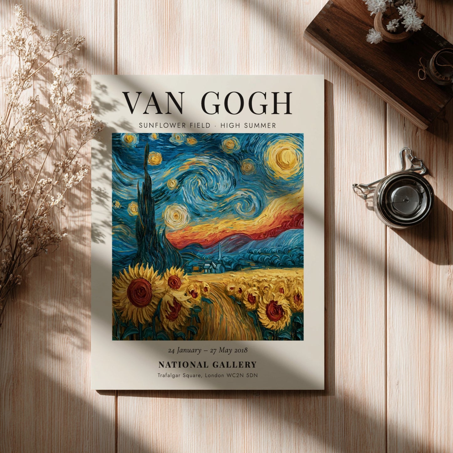 Sunflower field artwork inspired by Van Gogh featuring vibrant colors and impressionistic style
