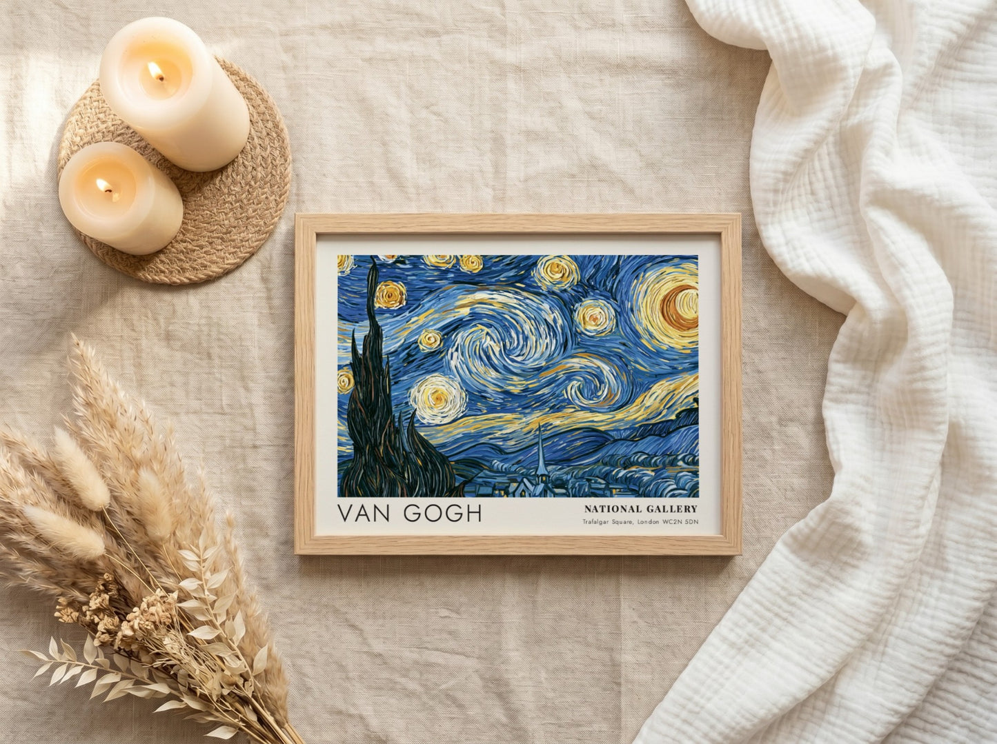 Van Gogh landscape poster featuring sunflower field in vibrant colors