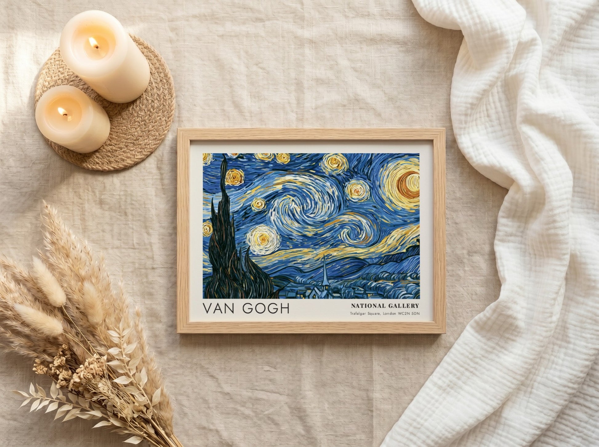 Van Gogh landscape poster featuring sunflower field in vibrant colors